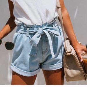 Vici light high waste paper bag shorts